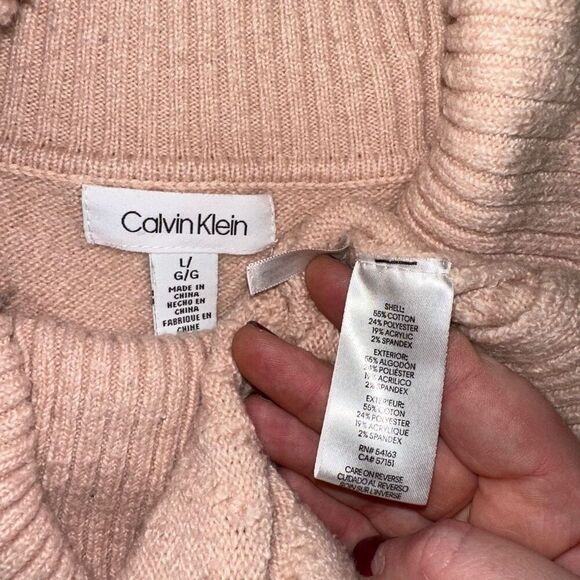 Calvin Klein Womens Light Pink Peach Oversized Cowl Neck Sweater - Size Large - Picture 5 of 10